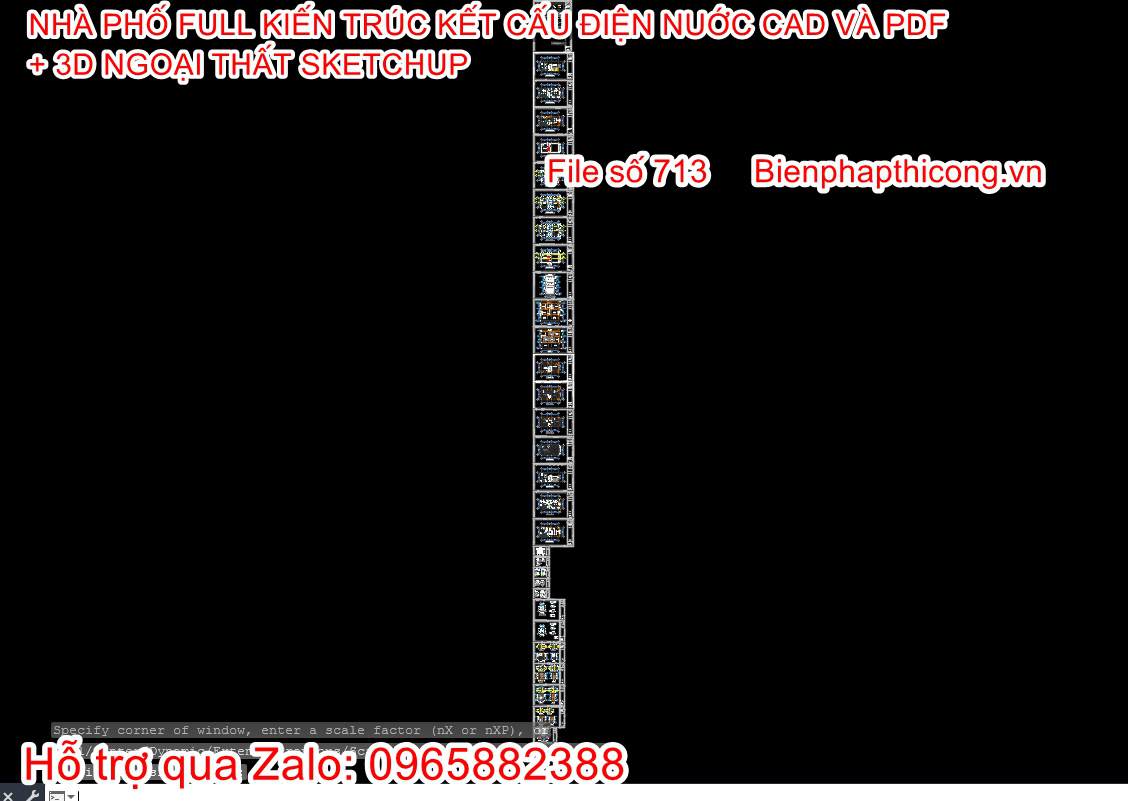 Thư viện bản vẽ kiến trúc nhà phố 3 tầng 6m x 11m.