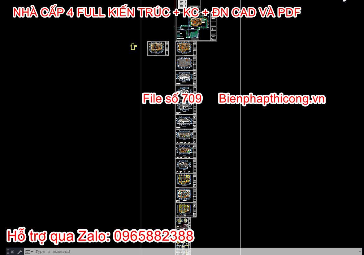 Phần kiến trúc file cad mẫu nhà cấp 4.