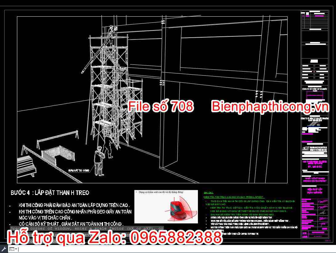 Bản vẽ bptc lắp đặt thanh treo sảnh mái kính.