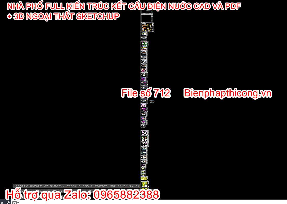 Bản vẽ phần kết cấu nhà phố 4m x 14m full cad