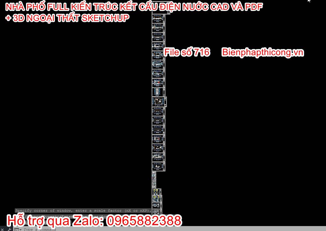 File autocad bản vẽ nhà phố 3 tầng phần kiến trúc đẹp.