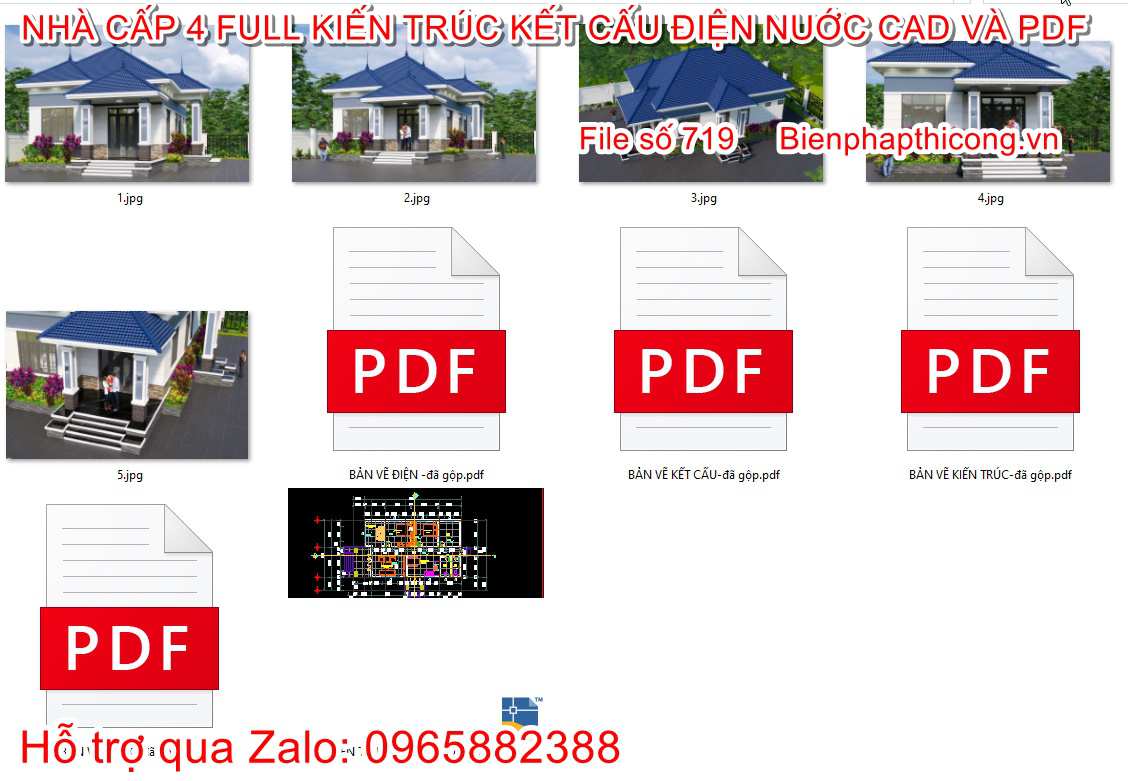 Bản vẽ cad nhà cấp 4 8m x 16m full kiến trúc kết cấu điện nước.