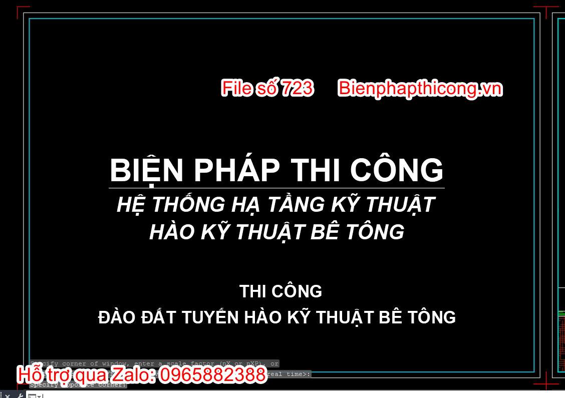 Bản vẽ biện pháp đào đất tuyến hào kỹ thuật bê tông.
