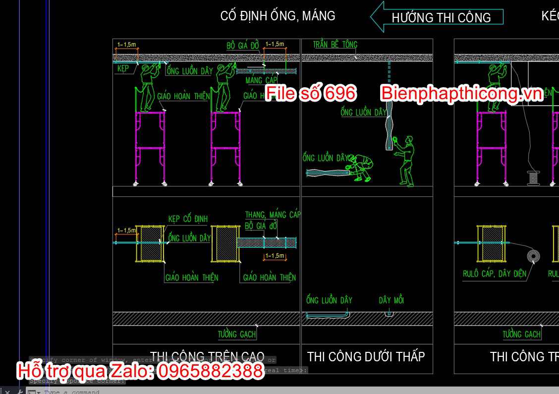 Bản vẽ biện pháp cố định ống máng.