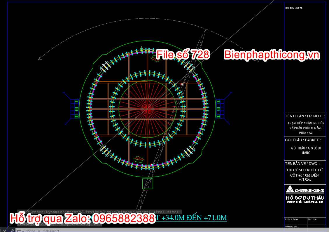 Bản vẽ biện pháp thi công silo xi măng.