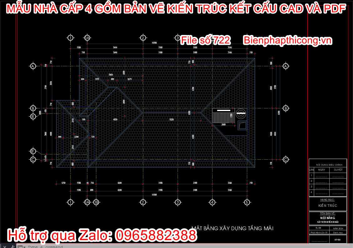 File cad bản vẽ thiết kế xây dựng nhà cấp 4 ngang 9m đẹp.