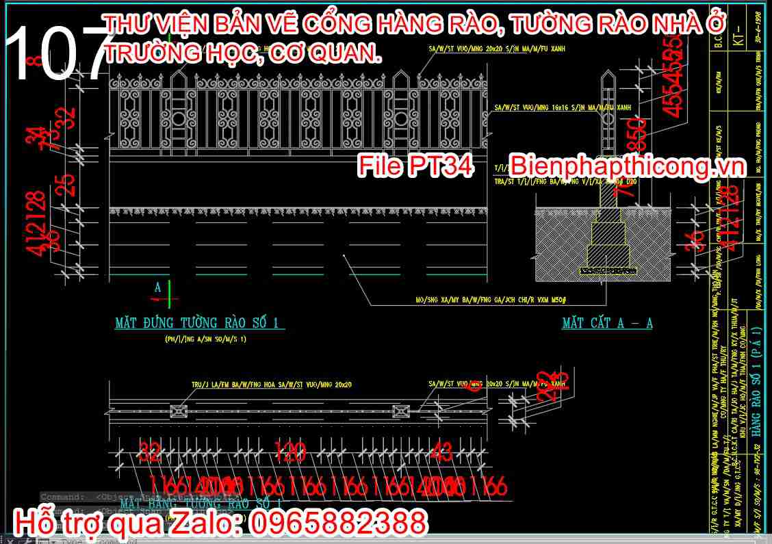 File cad bản vẽ thiết kế hàng rào hoa sắt cad.
