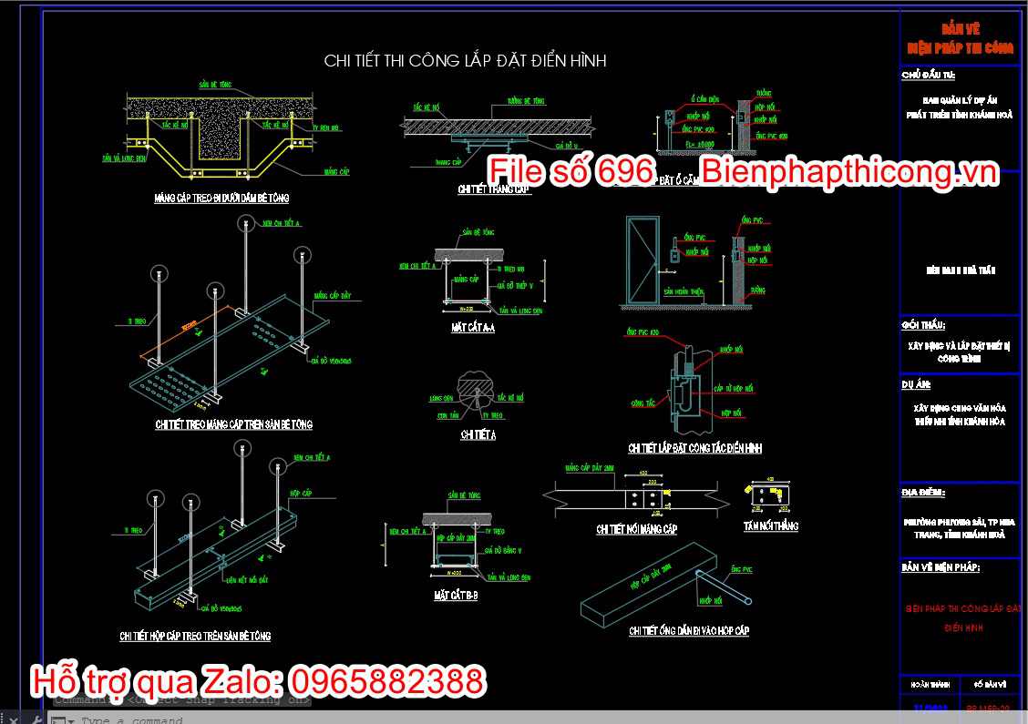 Chi tiết thi công lắp đặt điển hình.