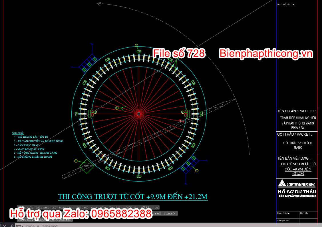 Bản vẽ bptc trượt silo xi măng.