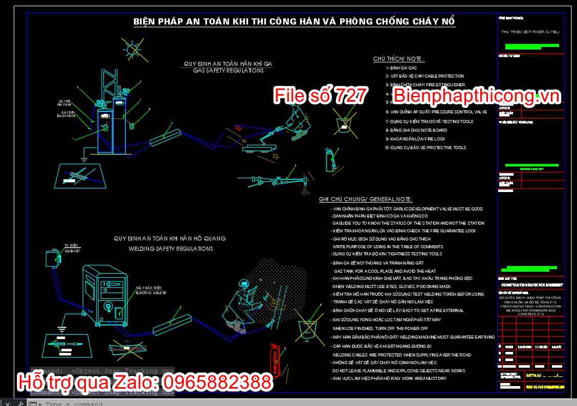 Biện pháp an toàn khi thi công hàn và phòng chống cháy nổ cad.