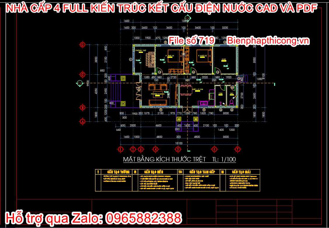 File dwg bản vẽ cad nhà cấp 4 full cad.