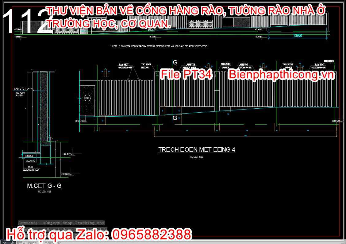 Bản vẽ thiết kế hàng rào cad đẹp.