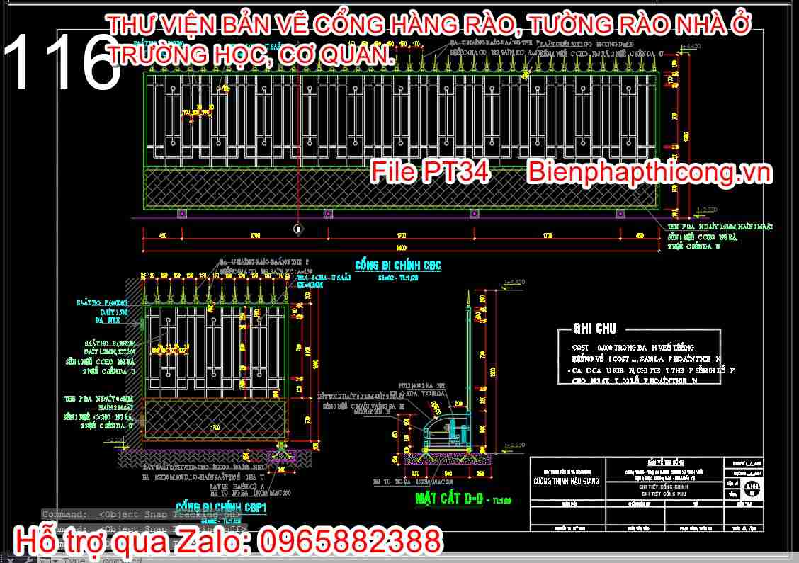 Bản vẽ thiết kế hàng rào sắt.