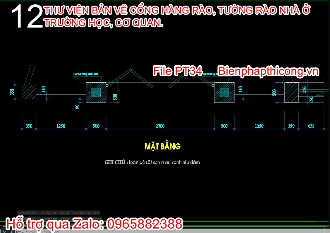 Bản vẽ mặt bằng cổng nhà cad.