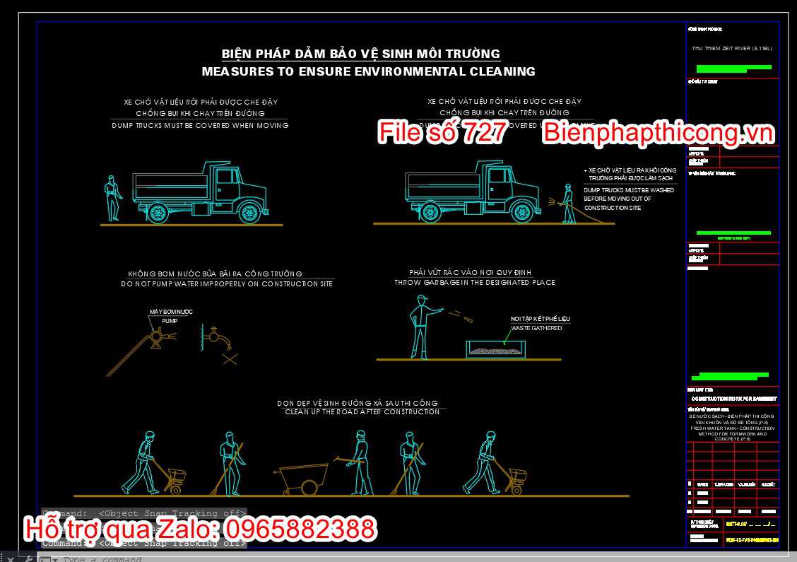 Biện pháp đảm bảo vệ sinh môi trường cad.