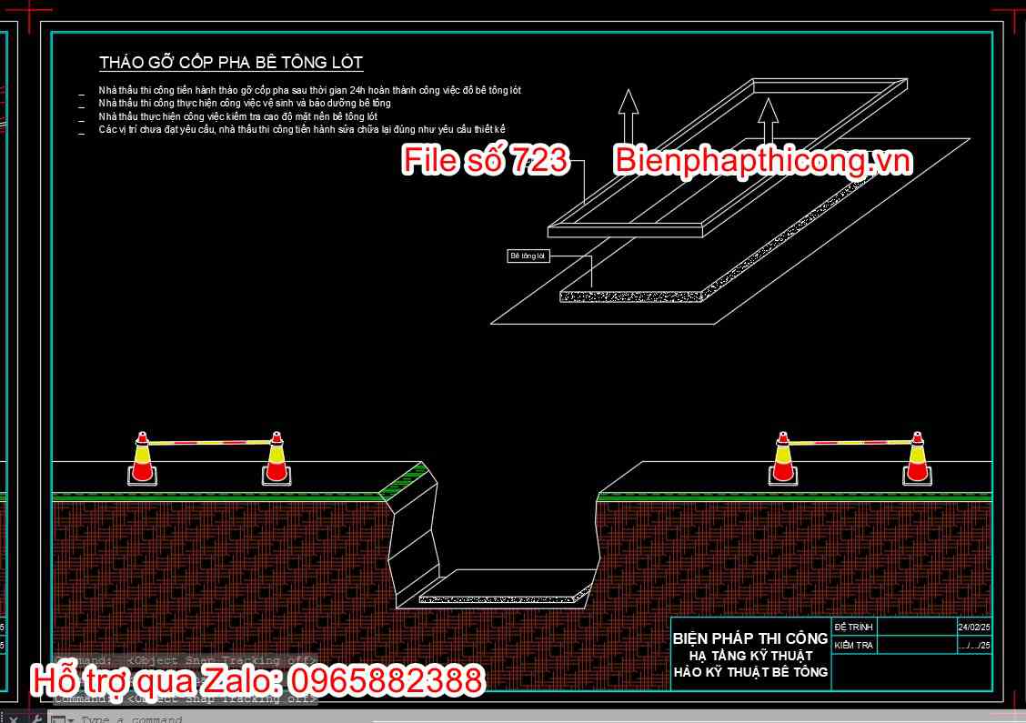 Tháo gỡ coppha bê tông lót hào mương cáp kỹ thuật.