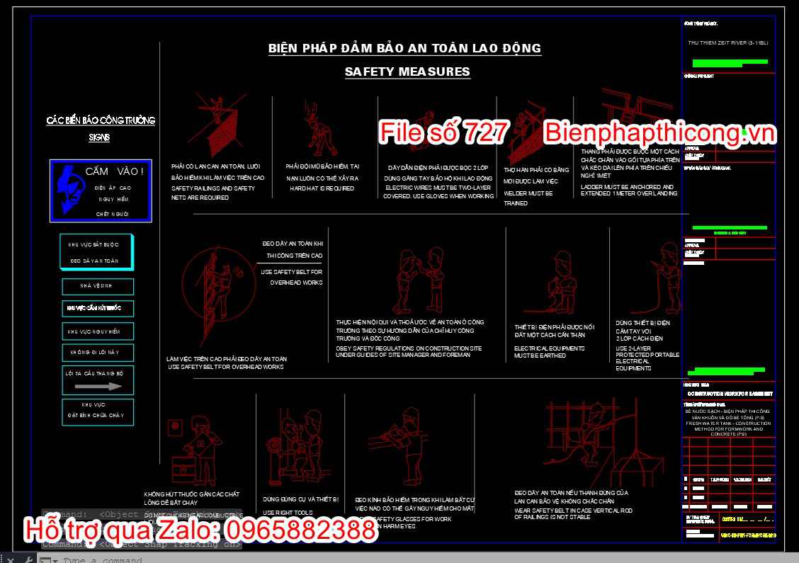Bản vẽ biện pháp đảm bảo an toàn lao động cad.