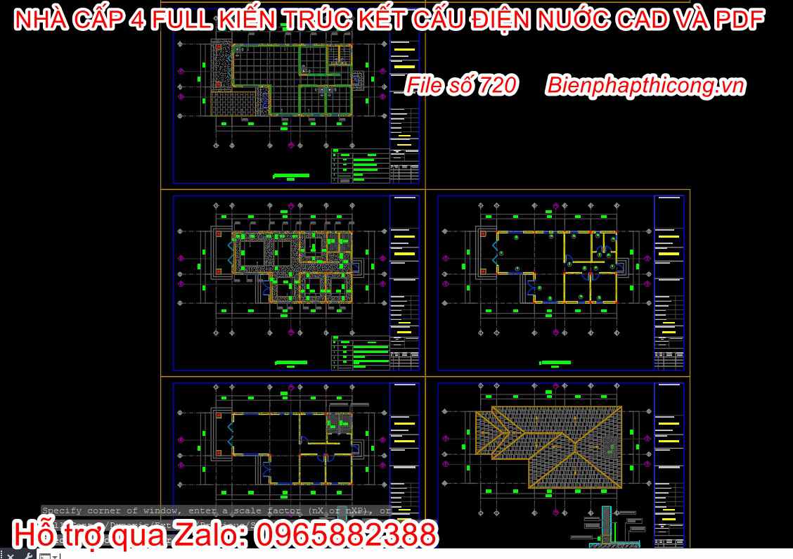Bản vẽ cad nhà cấp 4 mặt tiền 8,5m đẹp.