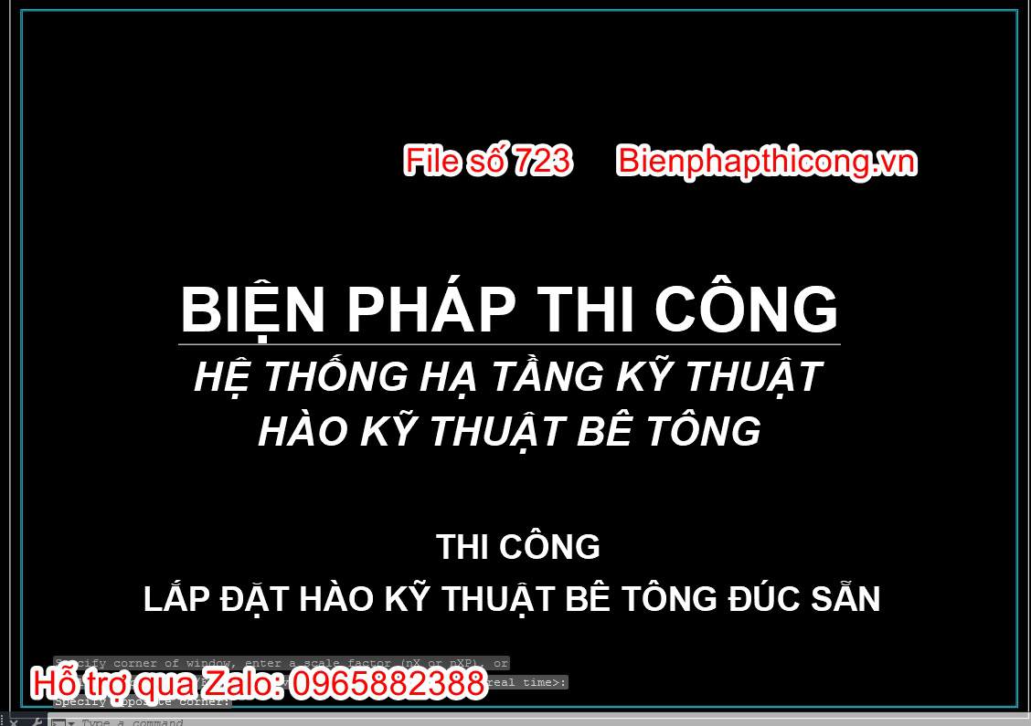 Bản vẽ biện pháp lắp đặt hào kỹ thuật bê tông đúc sẵn cad.