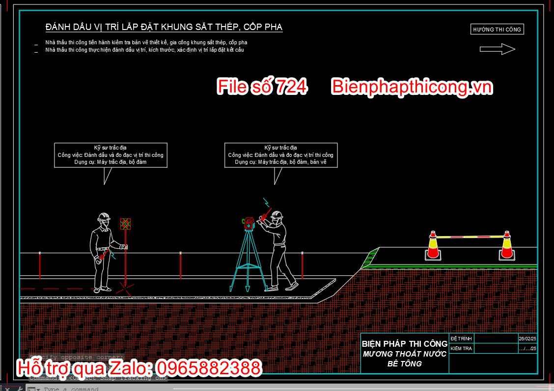 Đánh dấu vị trí lắp đặt khung sắt thép coppha.