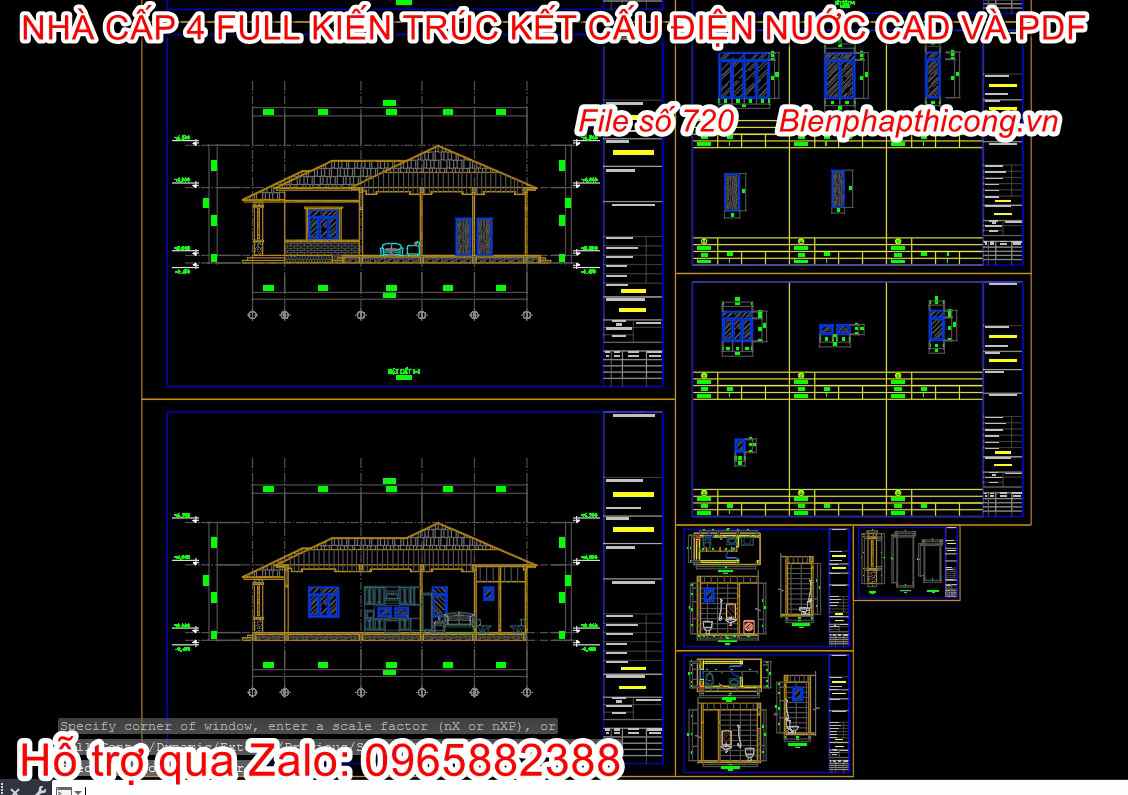 Tải bản vẽ cad mái nhật full nhà cấp 4 đẹp.