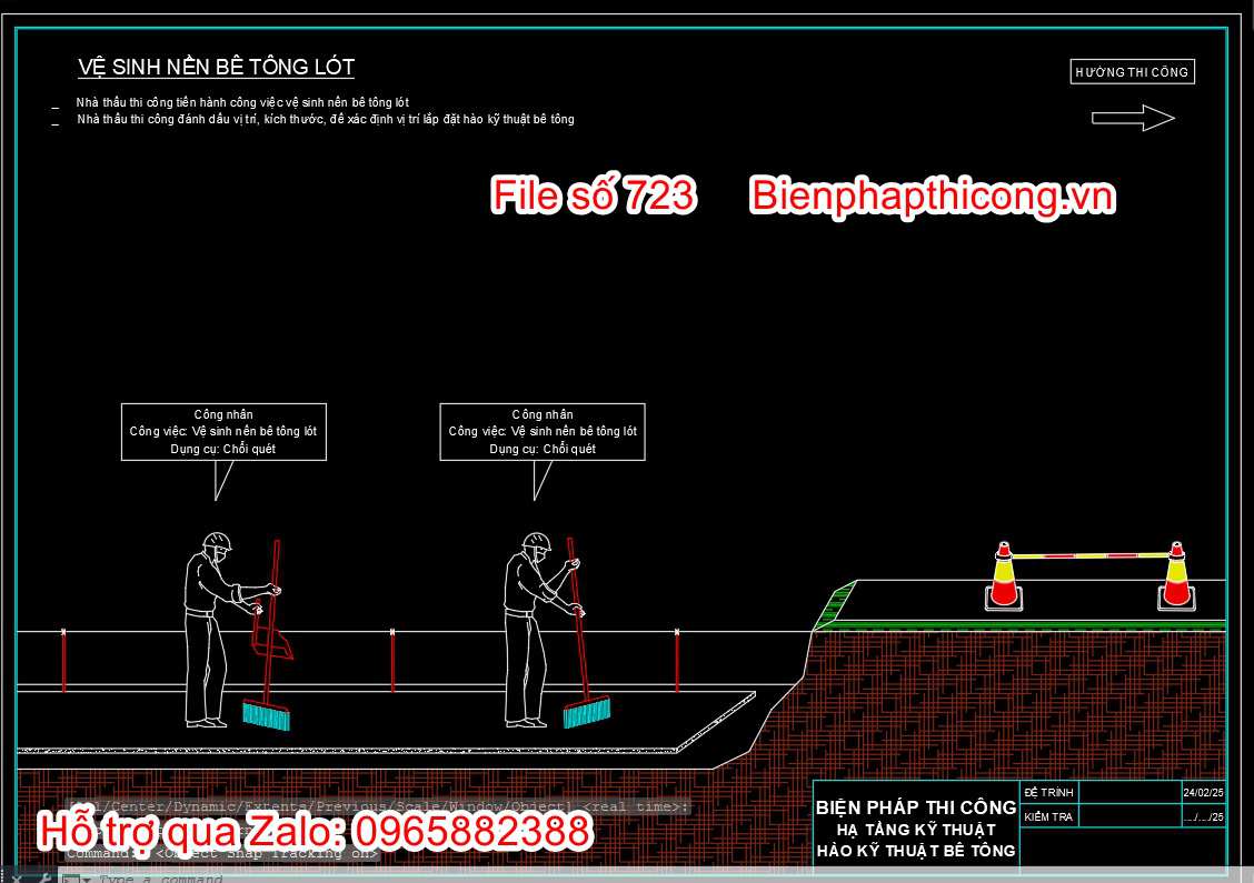 Vệ sinh nền bê tông lót cad.