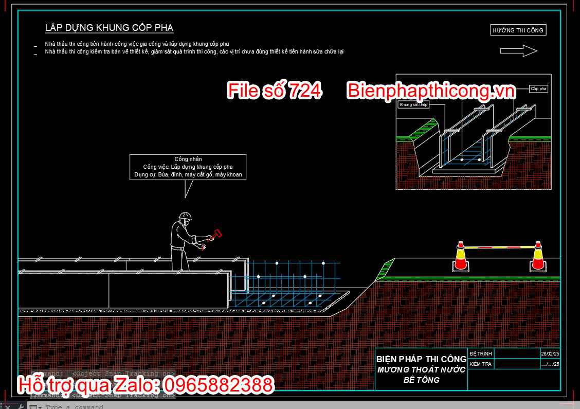 Bản vẽ biện pháp thi công lắp đặt sắt thép mương thoát nước chữ U