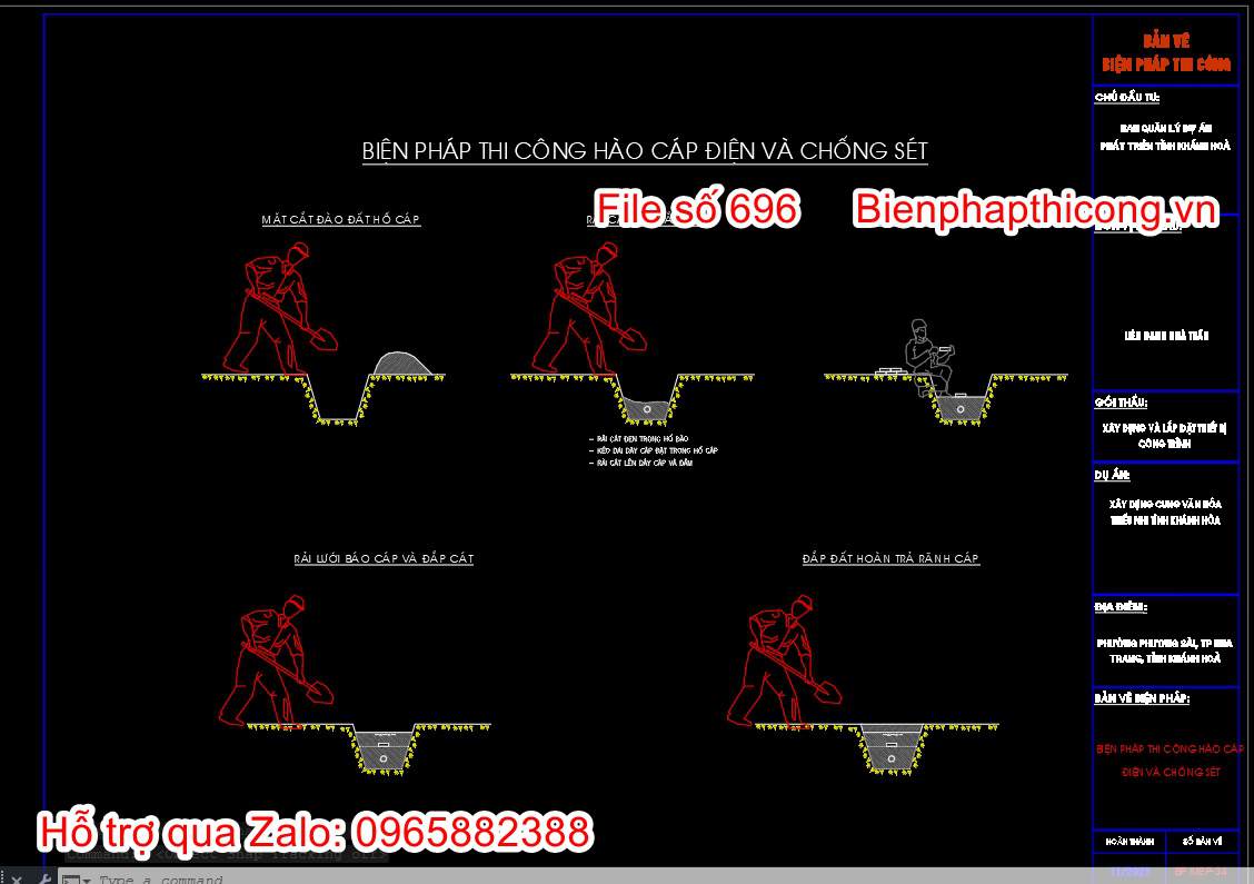 Biện pháp thi công hào cáp điện và chống sét.