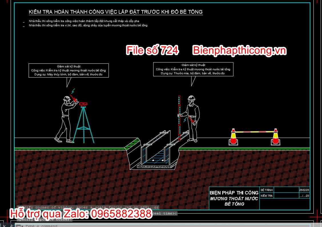 Kiểm tra hoàn thành công tác lắp dựng coppha mương