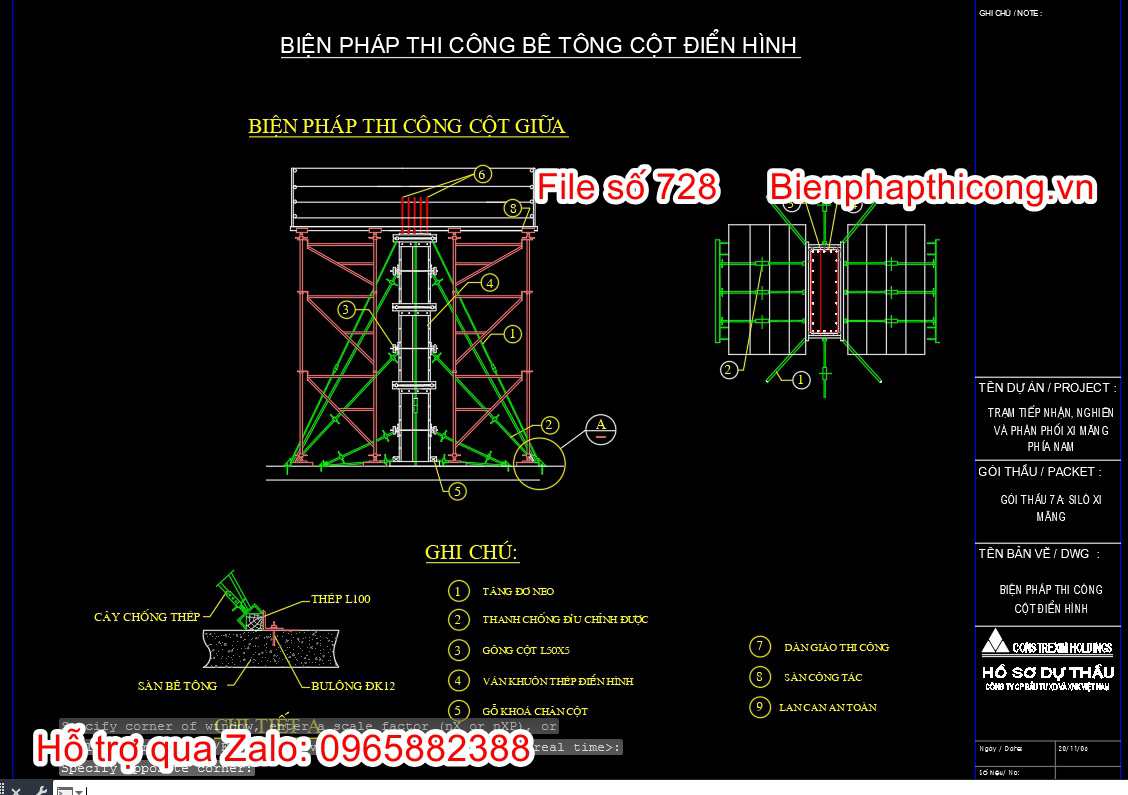 Mẫu biện pháp thi công cột điển hình.