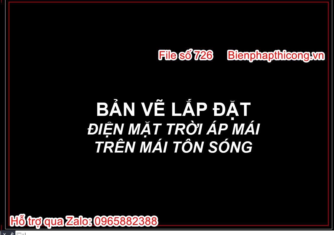 Bản vẽ bptc lắp đặt điện mặt trời áp mái trên mái tôn sóng.