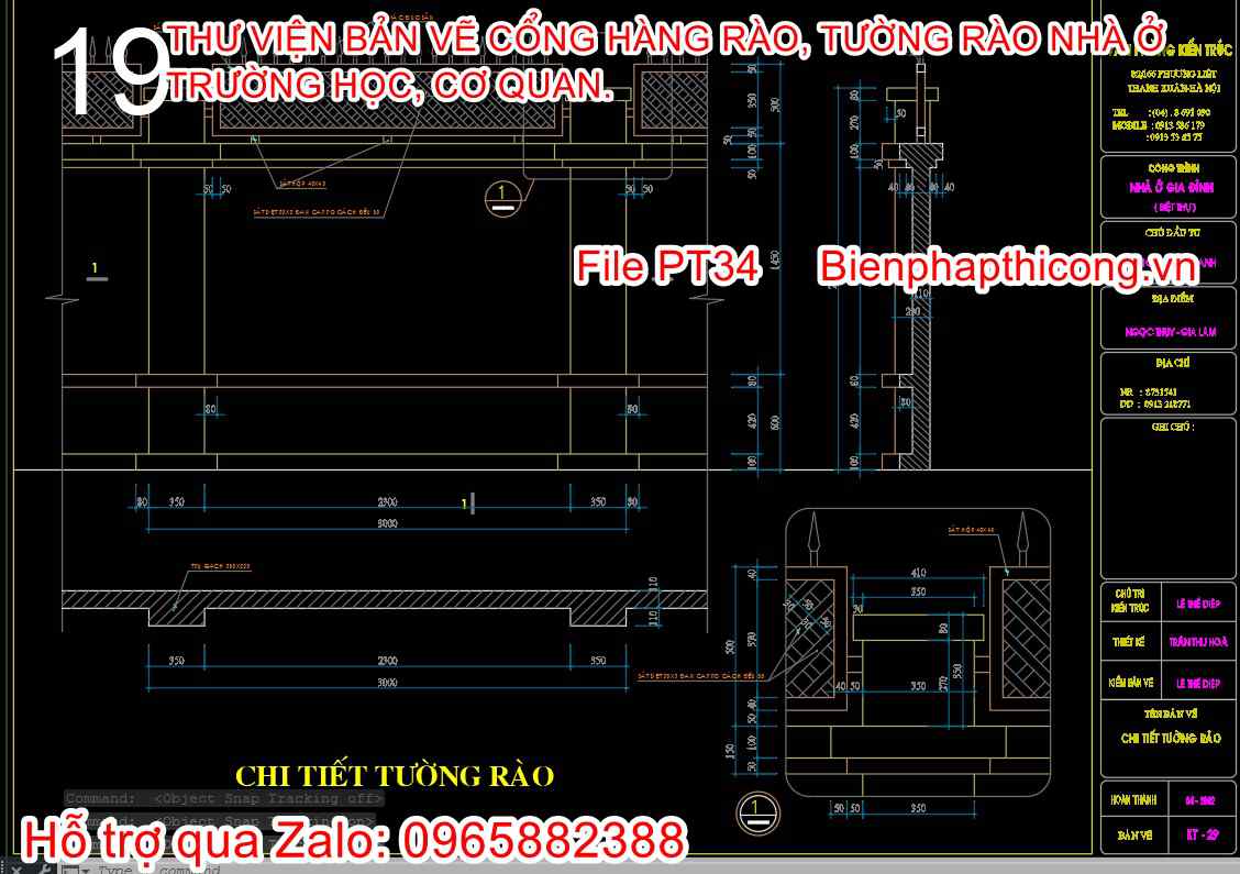 Bản vẽ thiết kế chi tiết tường rào nhà ở gia đình cad.