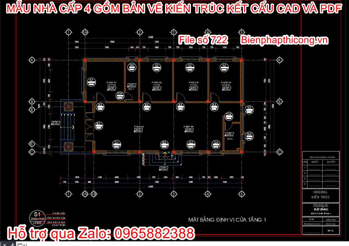 Bản vẽ thiết kế phần cửa nhà cấp 4 đẹp.