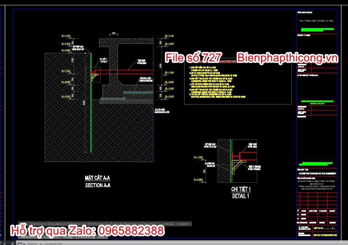 Bản vẽ biện pháp đào đất bể dùng cừ C200