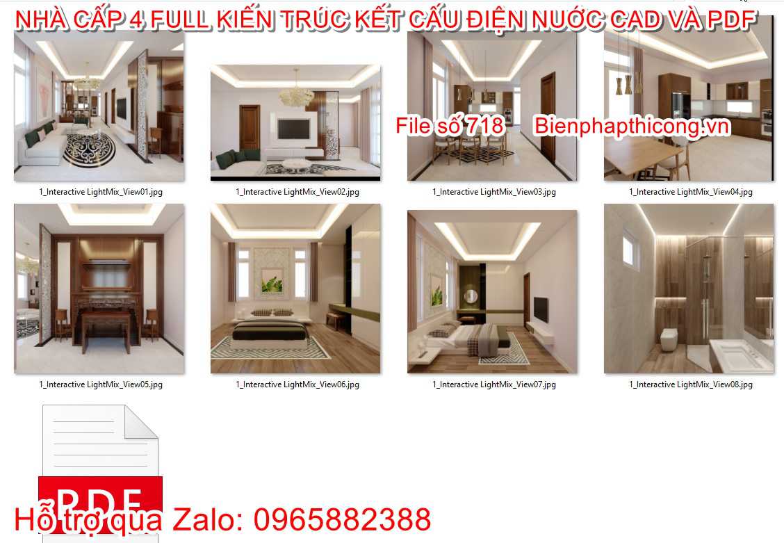 Phối cảnh bản vẽ nội thất nhà cấp 4 mái thái.