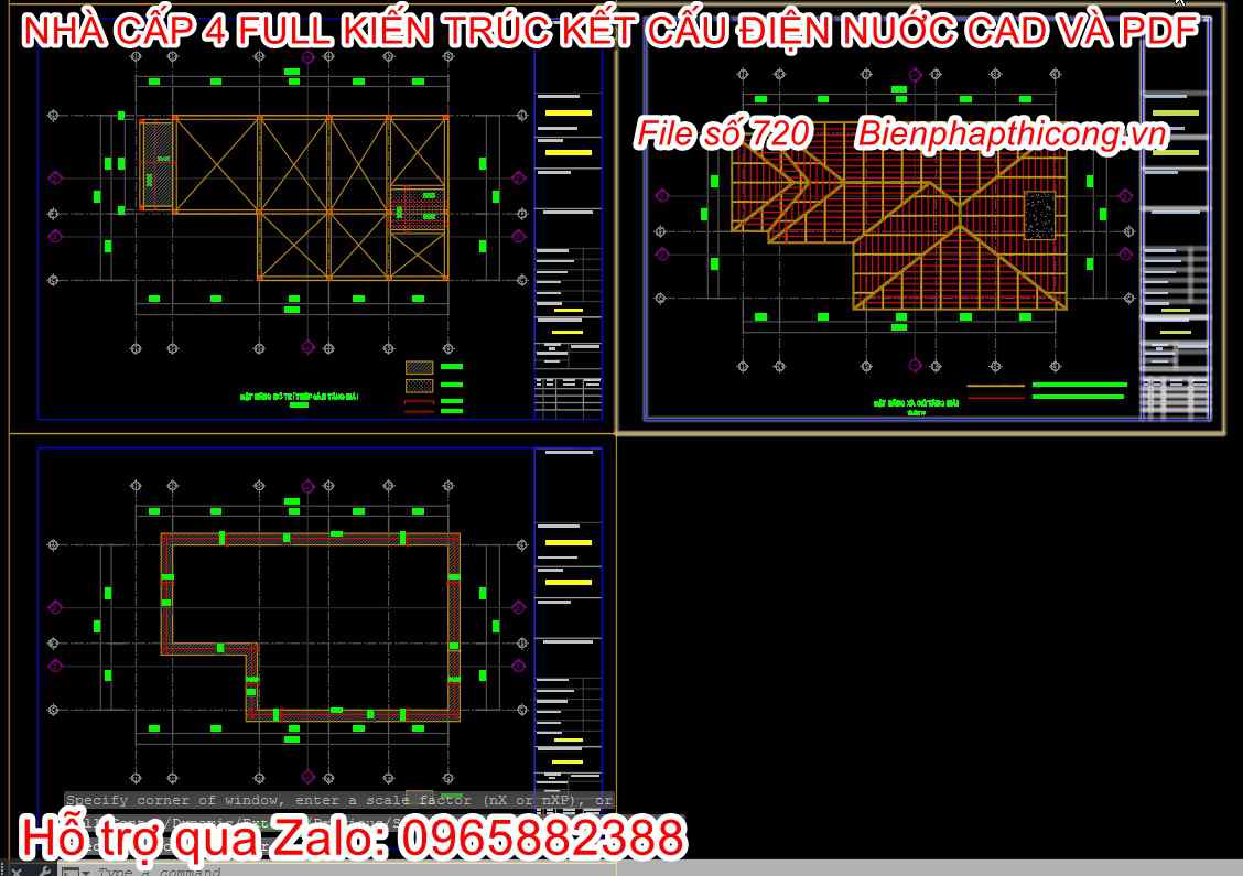 Hồ sơ thi công bản vẽ nhà cấp 4 chữ L 8,5m mặt tiền đẹp.