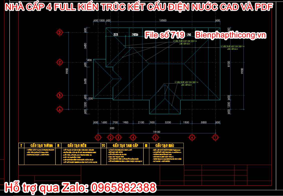 File cad mẫu nhà cấp 4 800 đến 900 triệu.