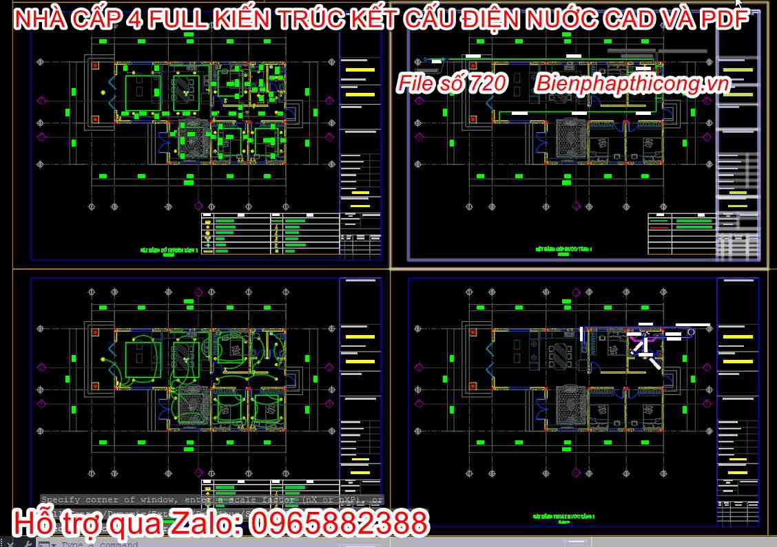 Bản vẽ cad nhà cấp 4 đẹp.