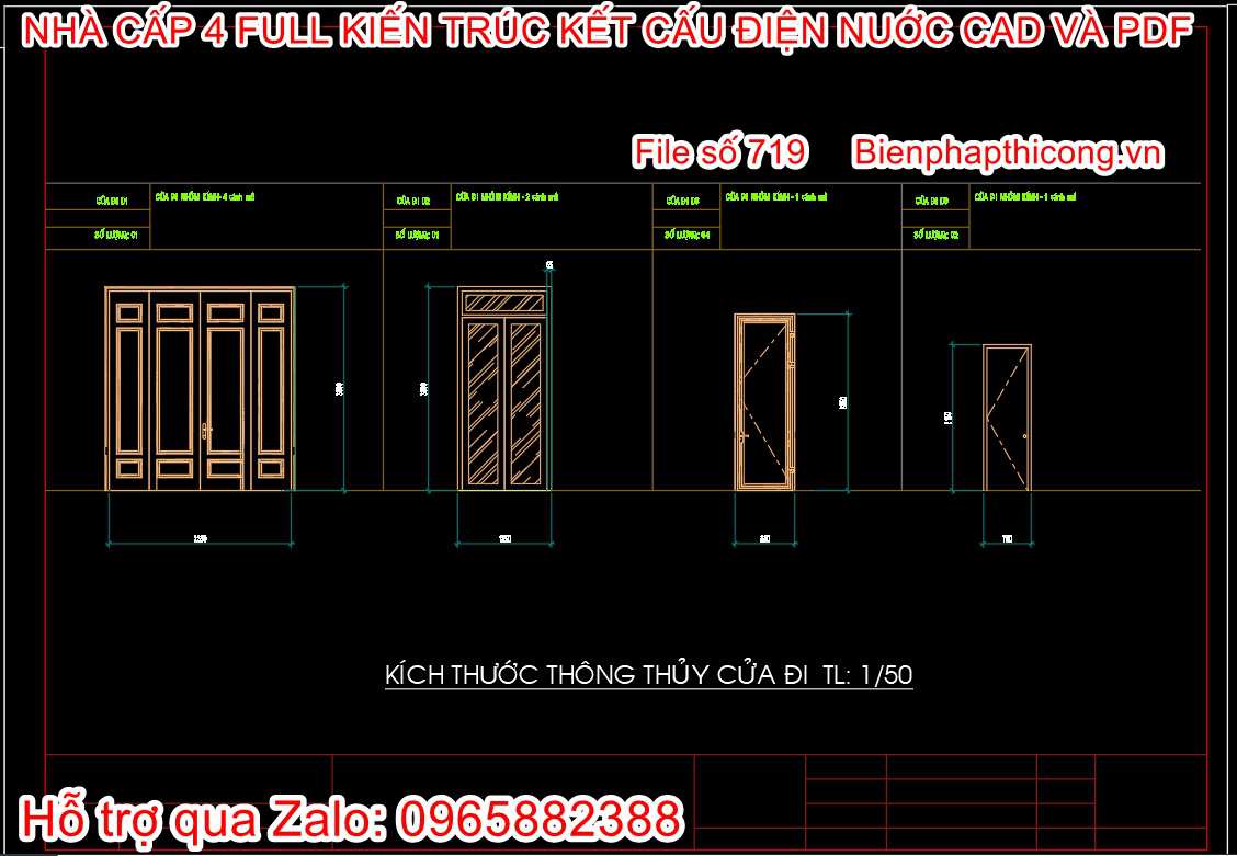 Bản vẽ chi tiết cửa file thiết kế nhà cấp 4.