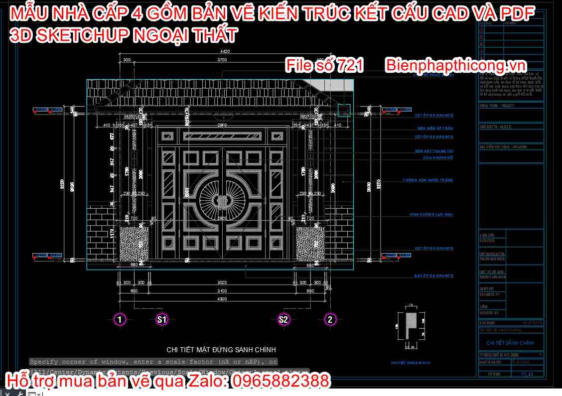 Bản vẽ thiết kế chi tiết sảnh nhà cấp 4 mái nhật dưới 1 tỷ.