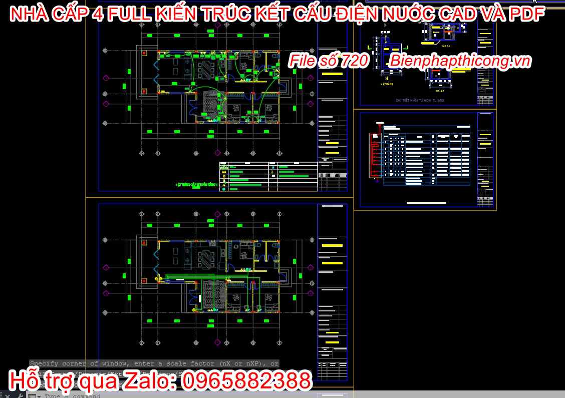 Bản vẽ thiết kế nhà cấp 4 đẹp full cad.