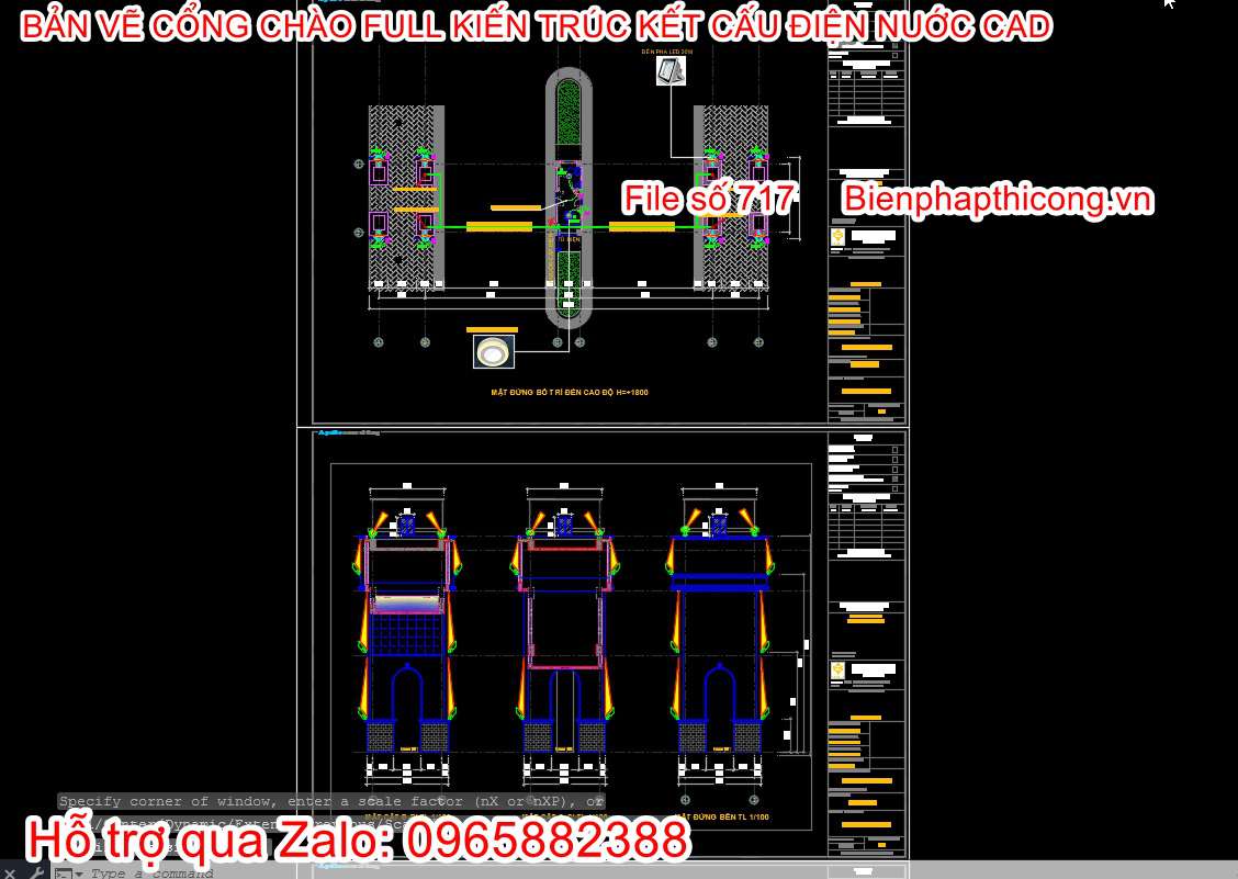 Bản vẽ cad bố trí cổng chào.