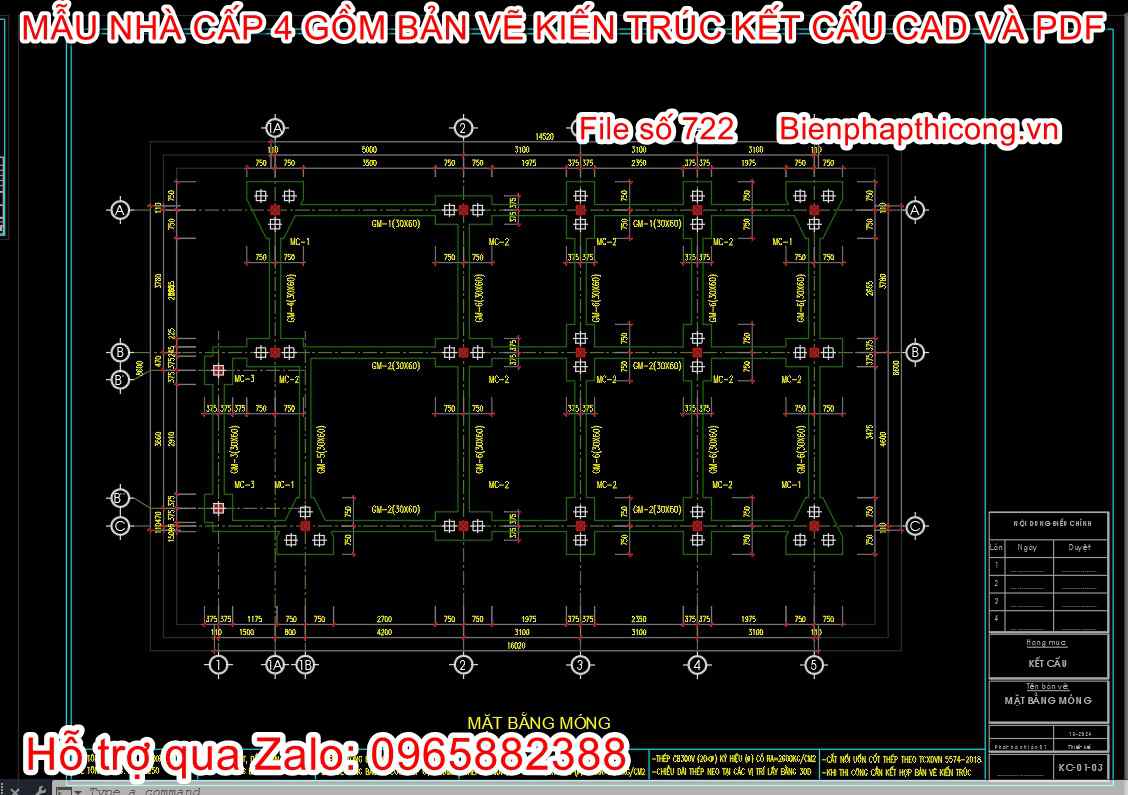 Mẫu bản vẽ cad nhà cấp 4 download đẹp.