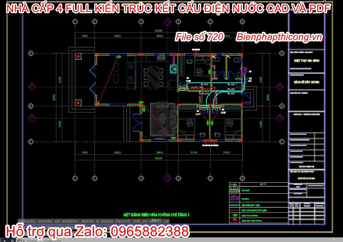 Mẫu nhà cấp 4 full thiết kế điện nước.