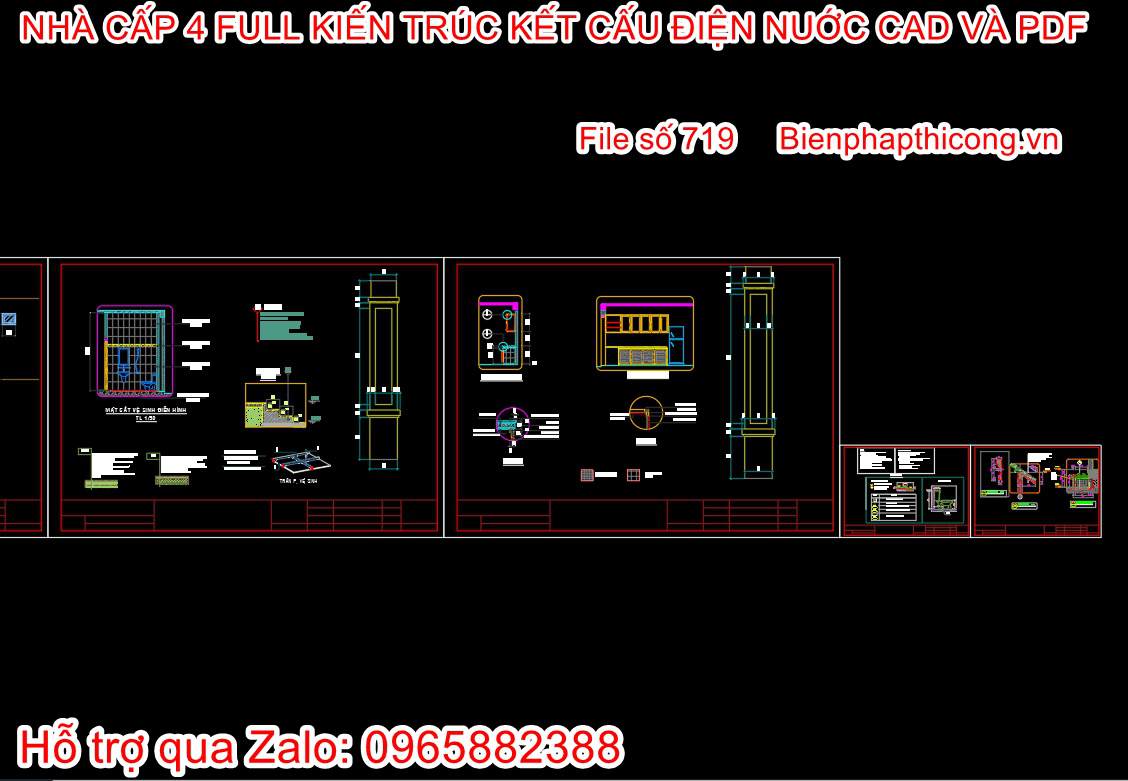 File dwg nhà cấp 4 3 ngủ 800 đến 900 triệu đẹp.