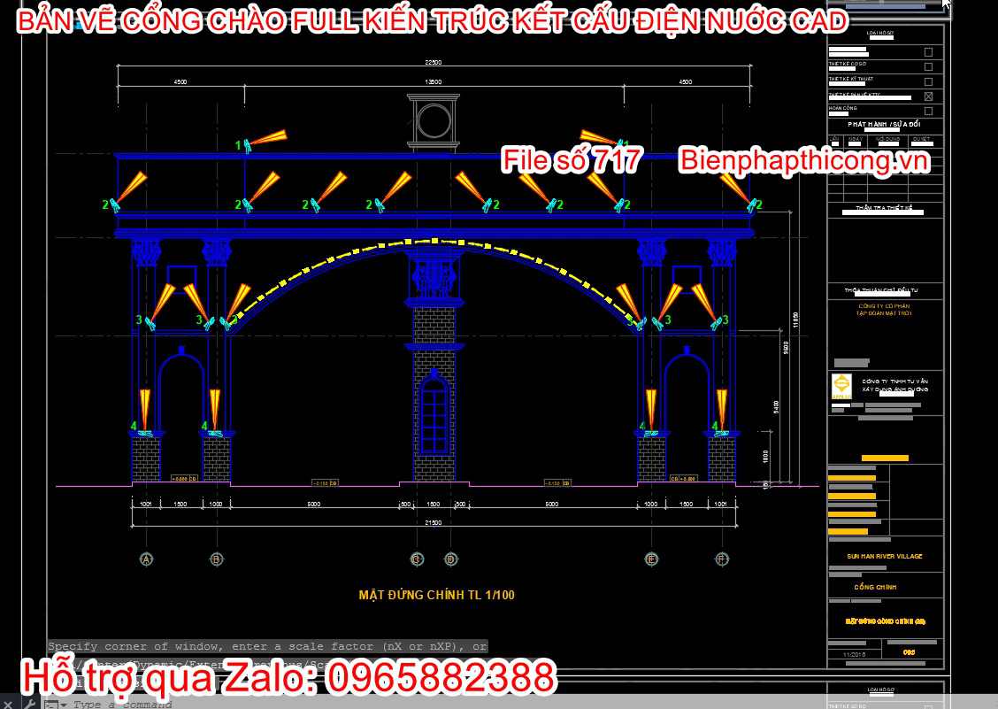Bản vẽ điện nước cổng chào full.