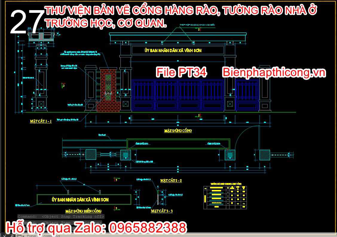 Bản vẽ cad thiết kế cổng ủy ban nhân dân xã đẹp.