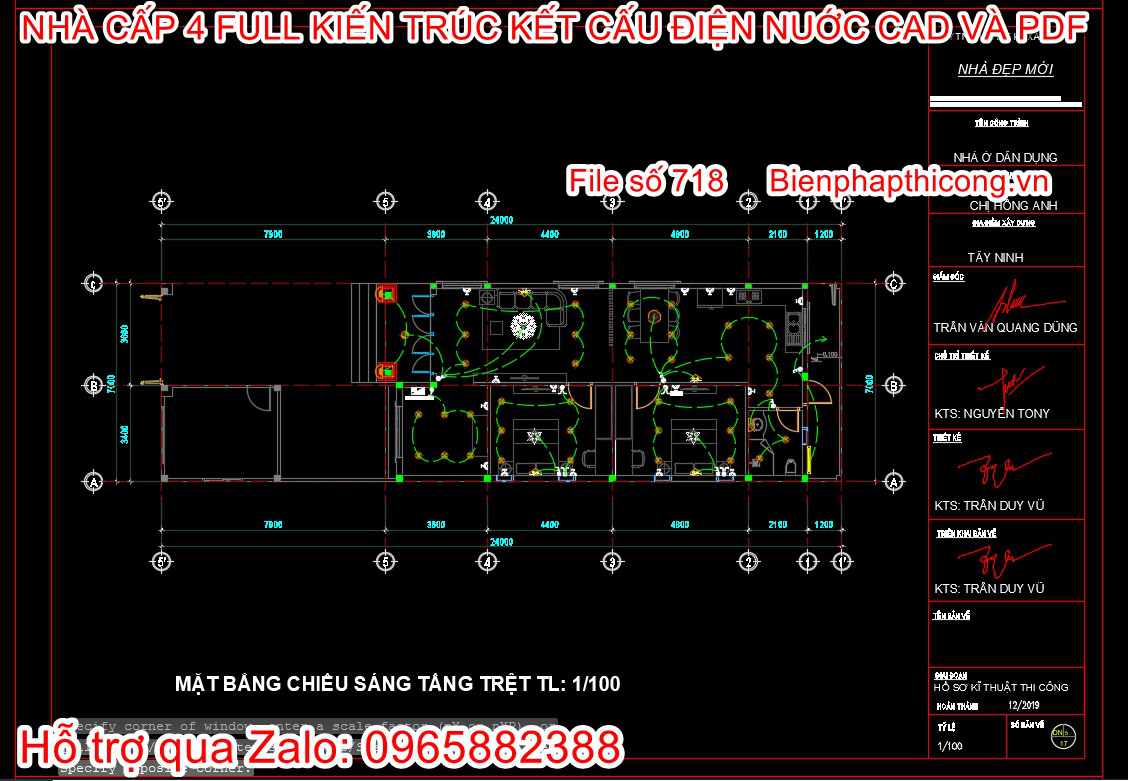 Bản vẽ chi tiết phần điện nước nhà cấp 4.