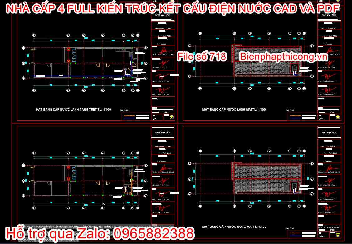 Bản vẽ autocad nhà cấp 4 đẹp.