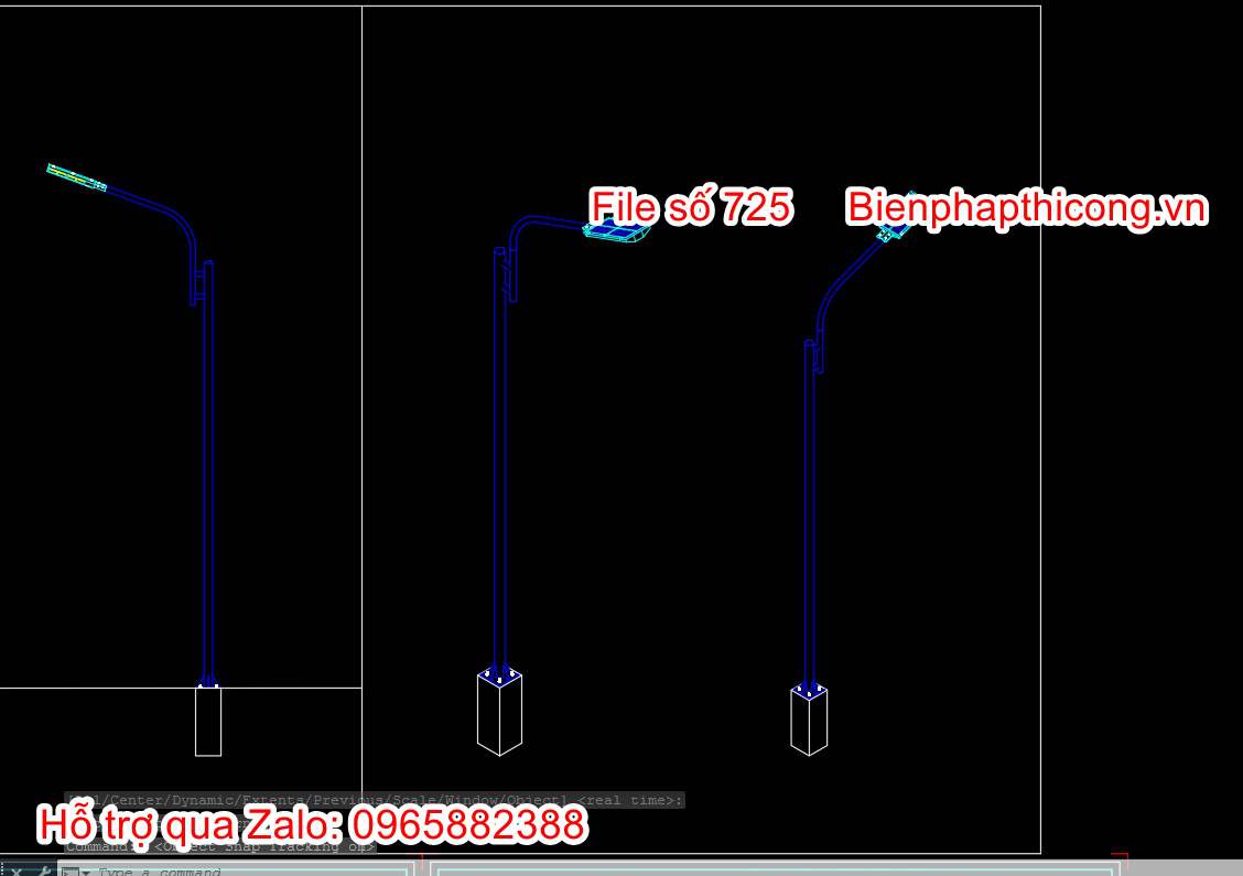 Bản vẽ cad biện pháp thi công trụ đèn chiếu sáng.